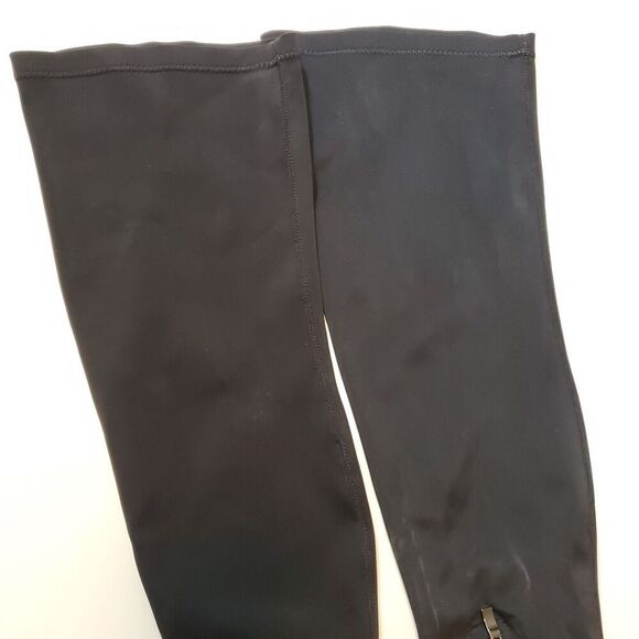 Women's Over The Knee Boots Black Lycra Fits 6.5 To 7 Open Toe Chunky High Heel - Picture 7 of 9